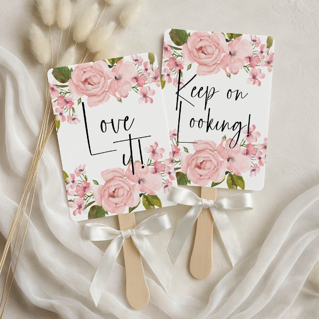 Blush Pink Roses Floral Say Yes To The Dress Hand Fan (Creator Uploaded)