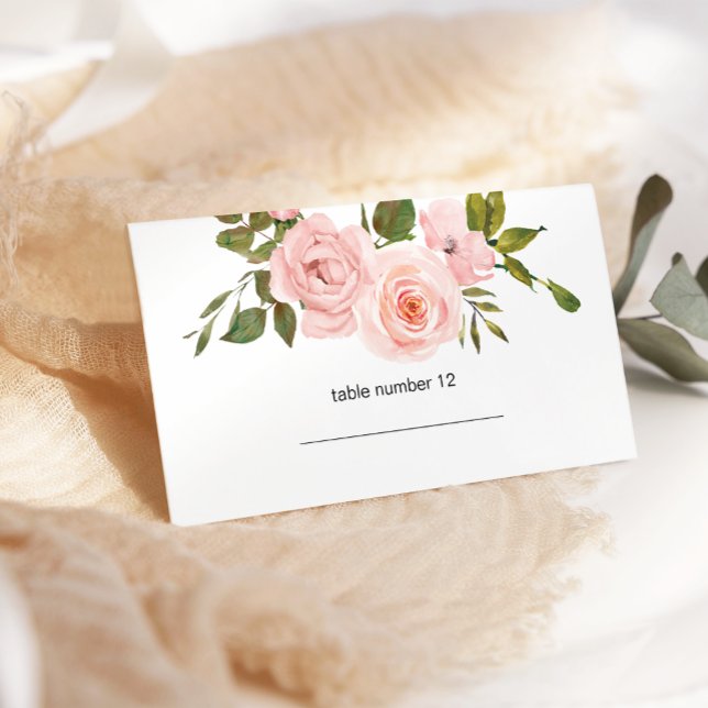 Blush Pink Roses Floral Wedding Escort Card (Creator Uploaded)