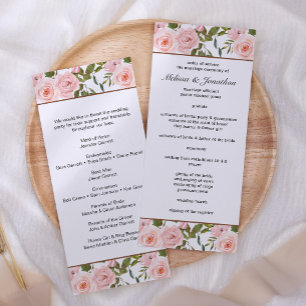 Blush Pink Roses Floral Wedding Program