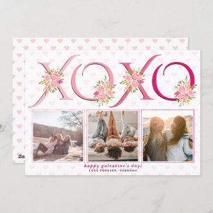 Blush pink roses floral XOXO photo Galentines Day Holiday Card
