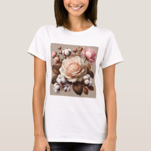 Blush Pink roses flowers floral T-Shirt