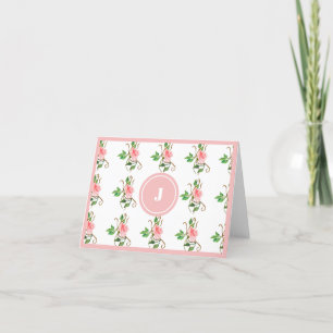 Blush Pink Roses Folded Note Card