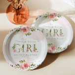 Blush pink roses girl baby shower paper plates<br><div class="desc">Blush pink roses girl baby shower Paper Plates
Matching items available.</div>