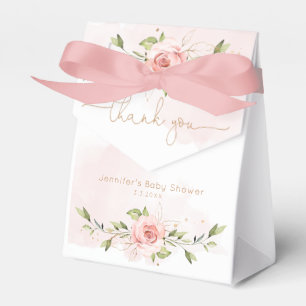Blush pink roses girl baby shower Thank you Favor Boxes