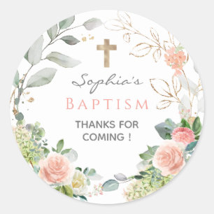 Blush Pink roses Girl Baptism Favour Tags