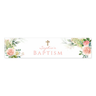 Blush Pink Roses Girl Baptism Napkin Bands