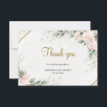 Blush Pink Roses Greenery and Gold Geometric Thank You Card<br><div class="desc">Blush Pink Roses Greenery and Gold Geometric Wedding Thank you Cards, Contact me for matching items or for customization, Blush Roses © Stunning design for a wedding suite – so modern lately color scheme – green and gold, successfully combined with soft pink roses peonies – this one will definitely impress...</div>