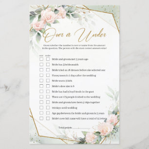 Blush pink roses greenery gold Over or Under Game