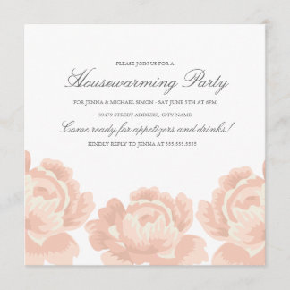 Blush Pink Roses Housewarming Party Invitation