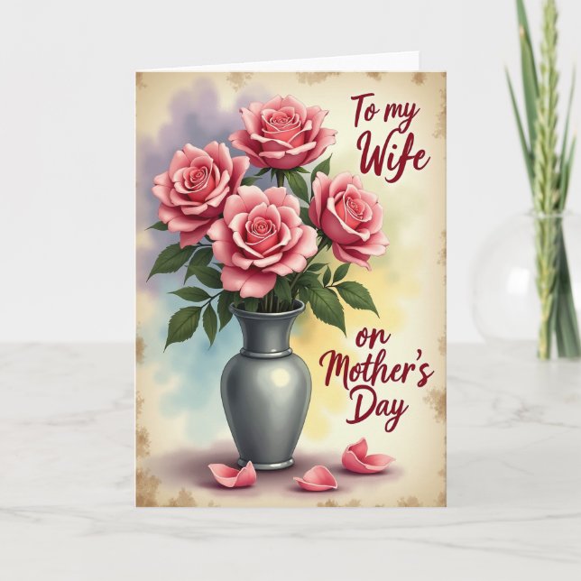 Blush Pink Roses Mothers Day Card (Front)