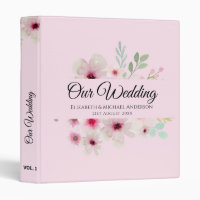 Blush Pink Roses NEWLYWEDS WEDDING Couple 3 Ring Binder