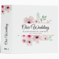 Blush Pink Roses NEWLYWEDS WEDDING Couple 3 Ring Binder