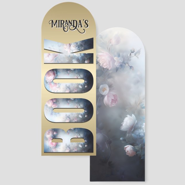 Blush Pink Roses on Charcoal  Bookmarks (Front & Back)