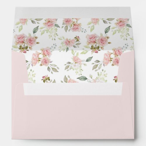 Blush Pink Roses Pre_Printed Return Address Envelope