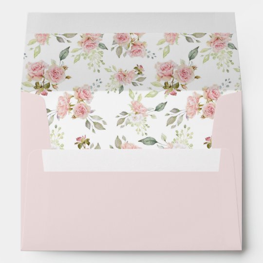 Blush Pink Roses PrePrinted Return Address Envelope
