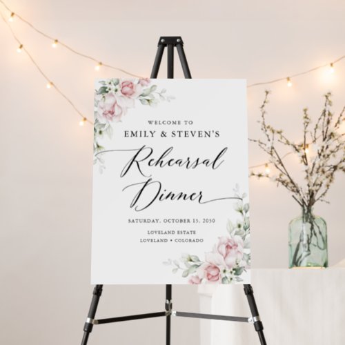 Blush Pink Roses Rehearsal Dinner Foam Board