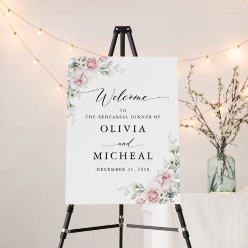 Blush Pink Roses Rehearsal Dinner Foam Board