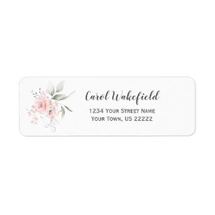 Blush Pink Roses Sage Greenery Return Address Label