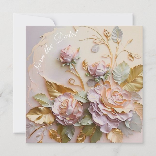 Blush Pink Roses Sculpture Announcement (Front)