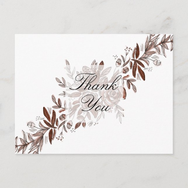Blush pink roses sweep thank you card (Front)