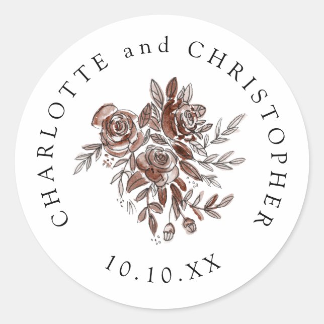 blush pink roses wedding bouquet classic round sticker (Front)
