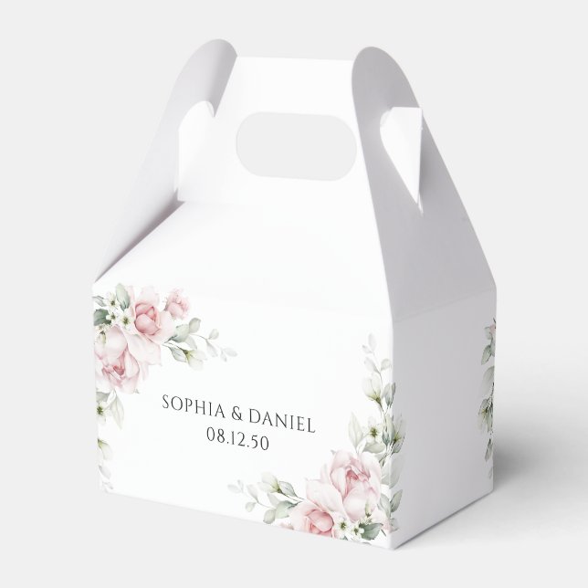 Blush Pink Roses Wedding Ceremony Favor Box (Back Side)