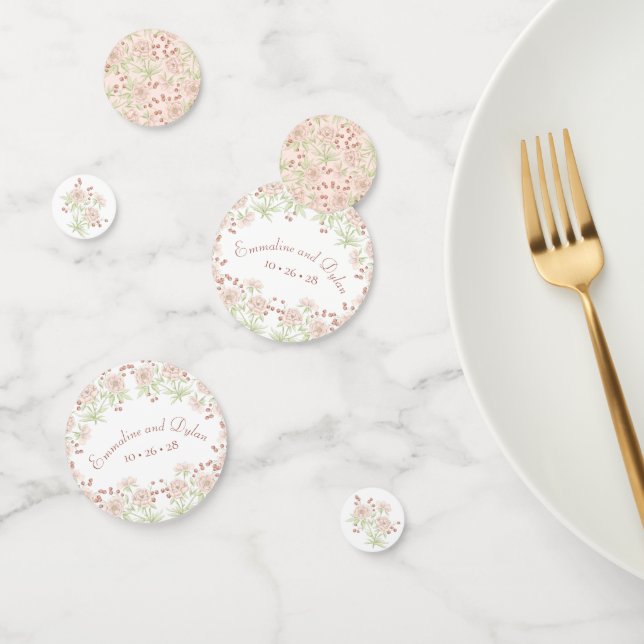 Blush Pink Roses Wedding Confetti (Group)