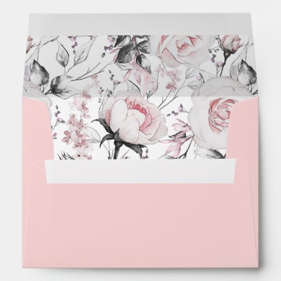 Blush Pink Roses Wedding Envelope