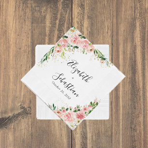 Blush Pink Roses Wedding Napkins