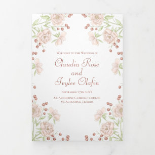 Blush Pink Roses Wedding Programs