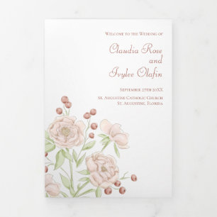 Blush Pink Roses Wedding Programs Modern