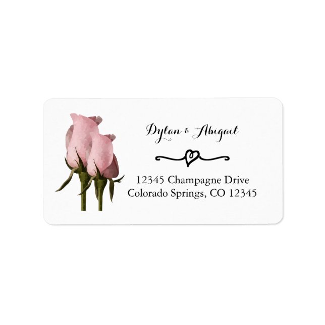 Blush Pink Roses Wedding Return Address Label (Front)