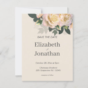 Blush Pink Roses Wedding Save The Date Postcard