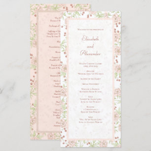 Blush Pink Roses Wedding Vintage Programs