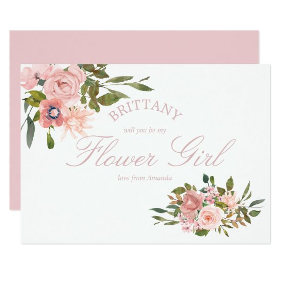 Blush Pink Roses Will You Be My Flower Girl Invitation