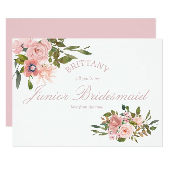 Blush Pink Roses Will You Be My Junior Bridesmaid Invitation