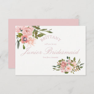 Blush Pink Roses Will You Be My Junior Bridesmaid Invitation