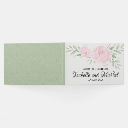 Blush Pink Roses with Sage Green Wedding Guestbook