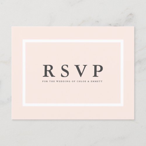 Blush Pink RSVP Postcard with Meal Options