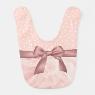 Blush pink ruffle polka dot baby bib