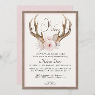 Blush Pink Rustic Baby Shower Invitation – Boho Fl