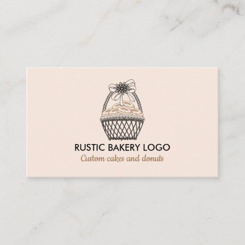 Blush Pink Rustic Bakery Cookies Donut Business Card