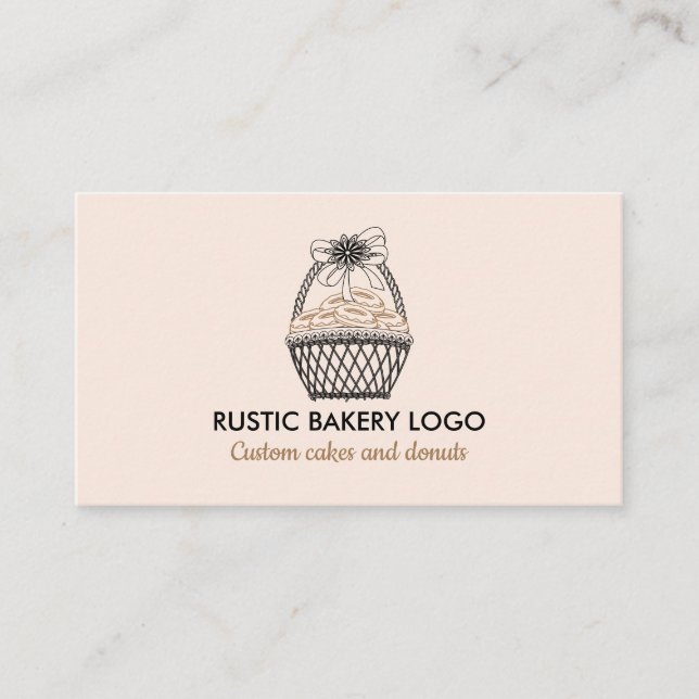 Blush Pink Rustic Bakery Cookies Donut Business Card (Front)