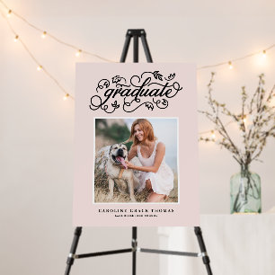 Blush Pink Rustic Calligraphy Graduation Photo Foam Board