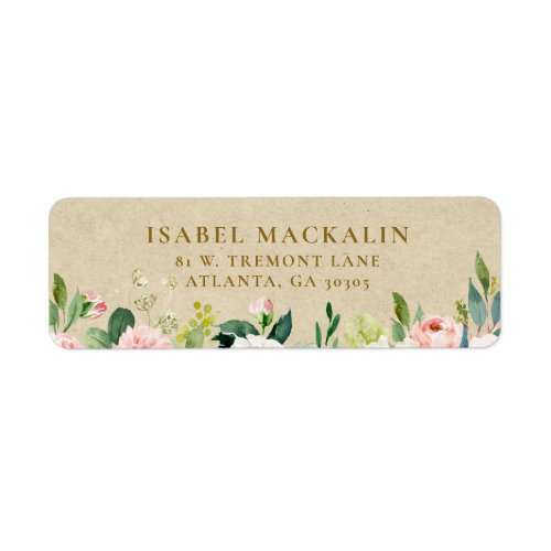 Blush Pink Rustic Floral  Kraft Farmhouse Country Label
