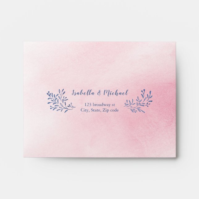 blush pink rustic floral Wedding RSVP Envelope (Front)