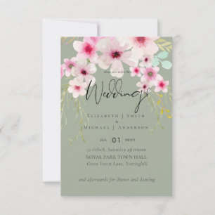 Blush Pink Sage Floral Wedding Script Budget