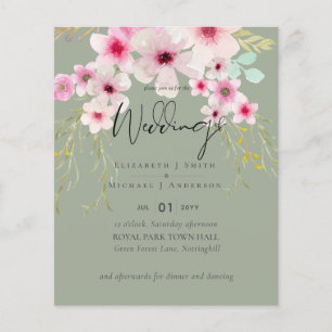 Blush Pink Sage Floral Wedding Script Budget