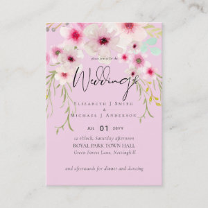 Blush Pink Sage Floral Wedding Script Budget Business Card