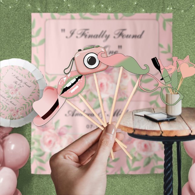Blush Pink | Sage Fun Photo Booth Wedding Props Poster (This is intended for Digital Instant Download / Printable Purchase. Click the "Choose Your Format".)
